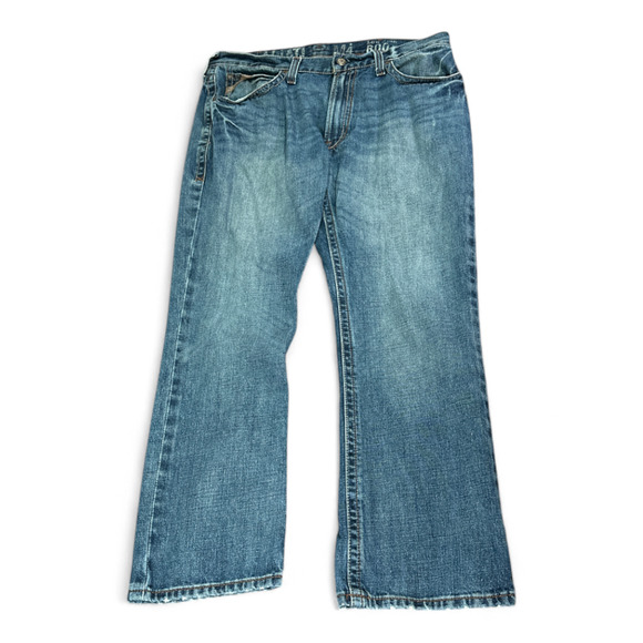 Ariat Jeans Mens 38x30 Blue Dark Wash M4 Boot Cut Workwear Low Rise 36x30 Tag - Picture 1 of 11